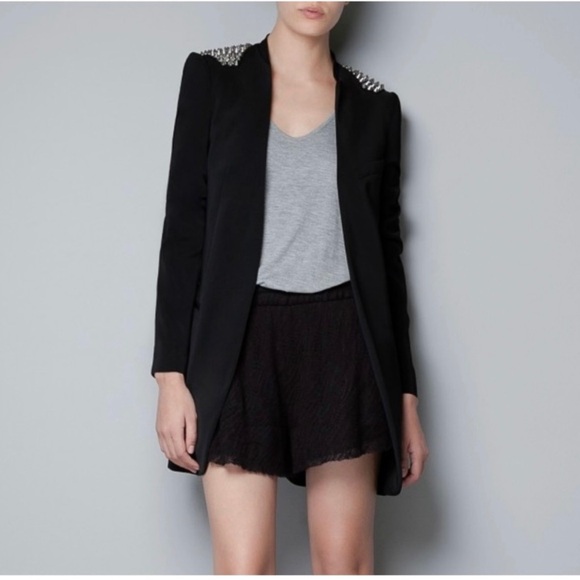 Spiked studded long line jacket blazer - Picture 3 of 12